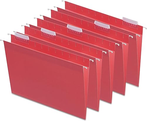 Staples Carpeta colgante de archivos, 5 pestañas, tamaño carta, rojo, 50cartón (St163535-Ccvs)