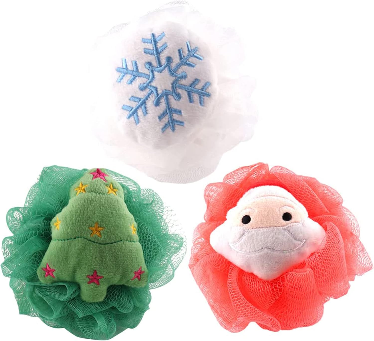 TEONEI Kid's Christmas Bath Character Loofahs,Christmas