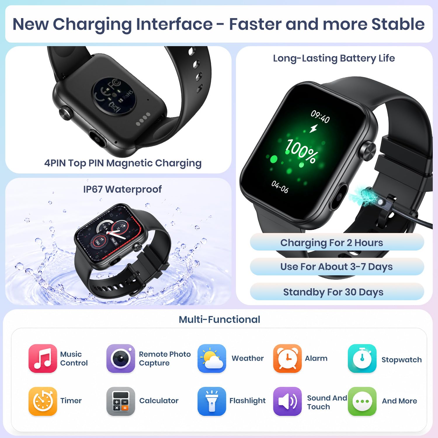 Smartwatch Damen mit Kamera & Video: Smart Watch Frauen 256MB Speicher Armbanduhr 1.91" LCD Touchscreen Schrittzähler Wasserdicht Bluetooth Telefonfunktion Herzfrequenz Schlaf Fitnessuhr 105 Sportmodi