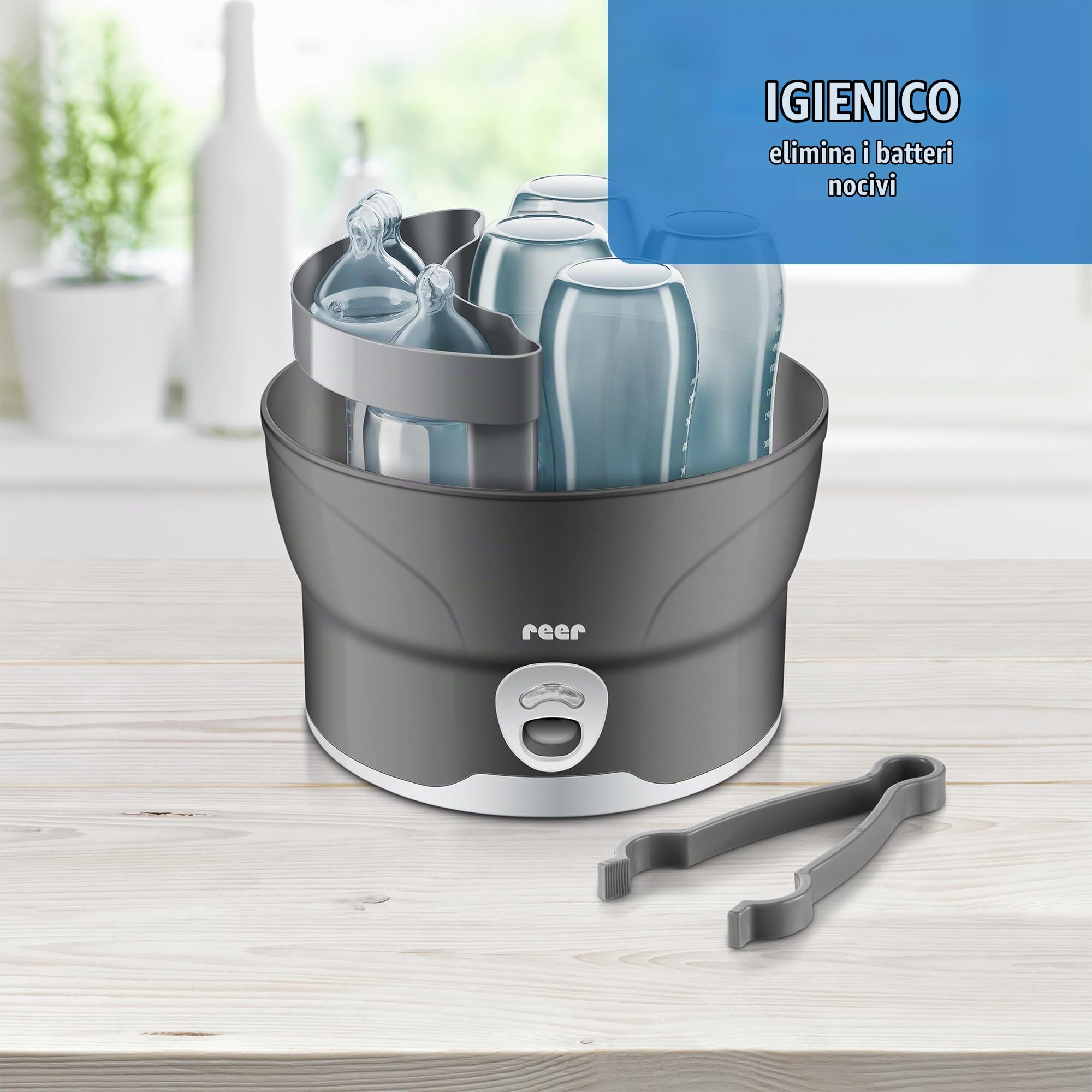 reer - VapoMat S disinfettante disinfettante in soli 10 minuti fino a 6 biberon
