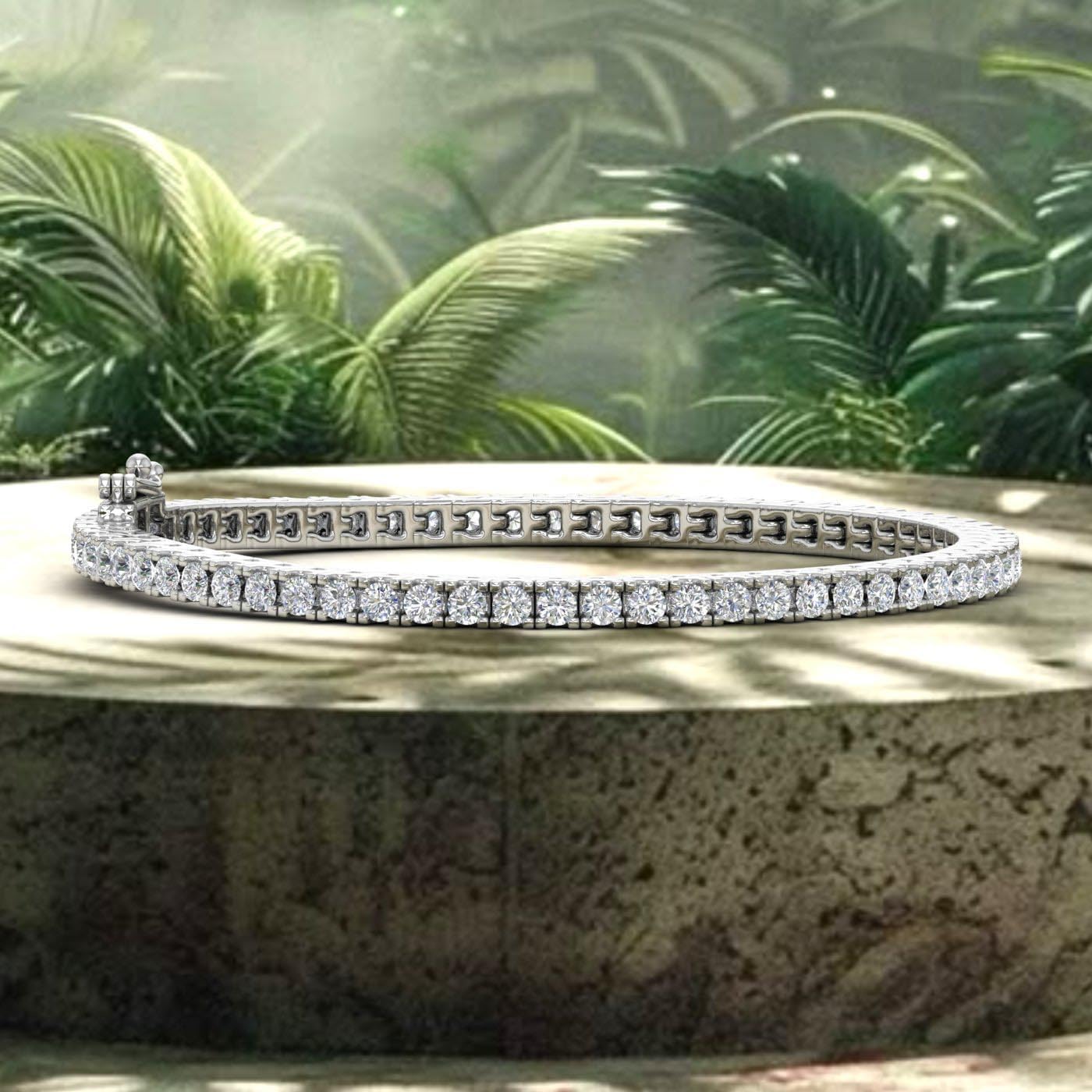 2.75 to 3 1/0 Carat Prong Set Round-Cut Natural Diamond Tennis Bracelet Box Chain for Women Gift in 10K Gold - IGI Certified (5.5 to 8 inch)