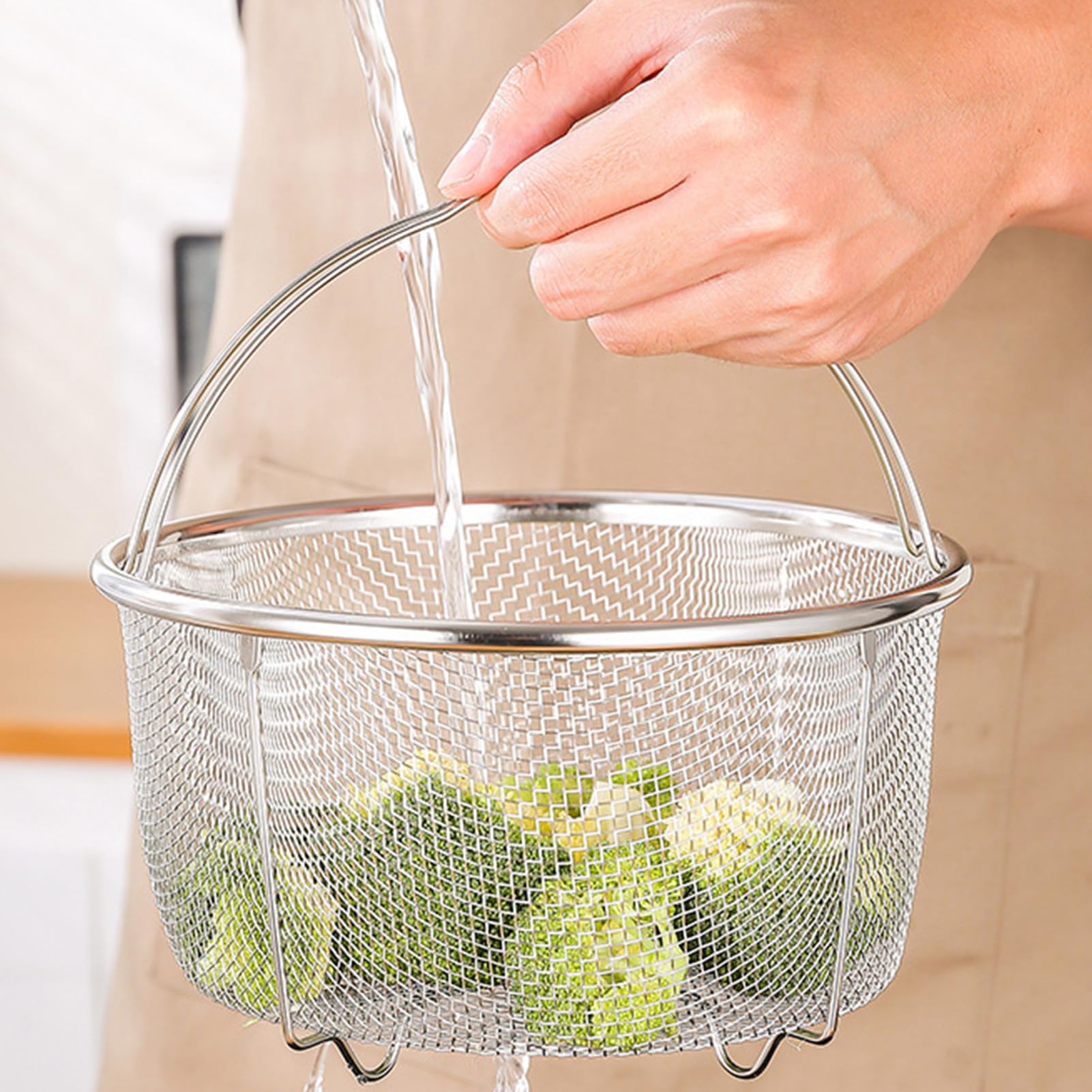 Cestello per Cottura a Vapore in Rete, Pentola per Cottura a Vapore Versatile Resistente Al Calore Facile da Pulire per Ristoranti (18 cm)