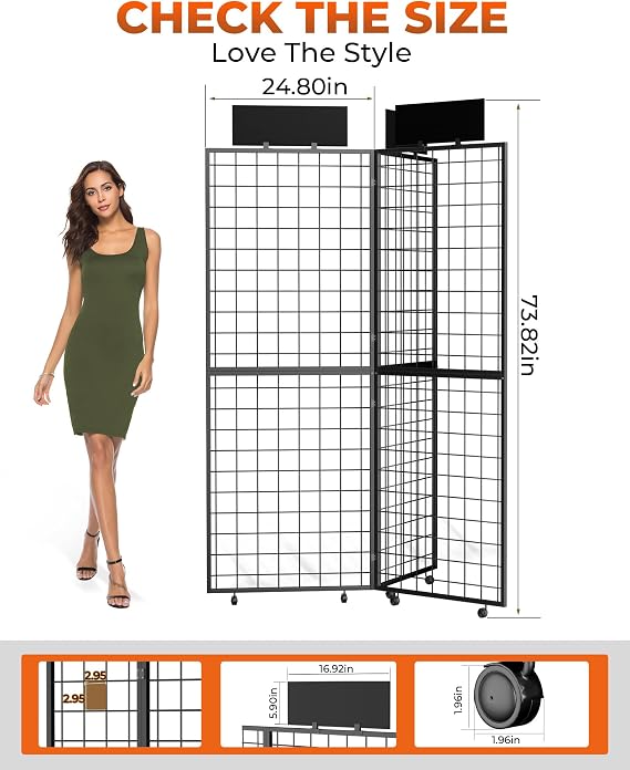 360 Foldable Grid Wall Panel, Three Gridwall Display Stand