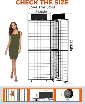 360 Foldable Grid Wall Panel, Three Gridwall Display Stand