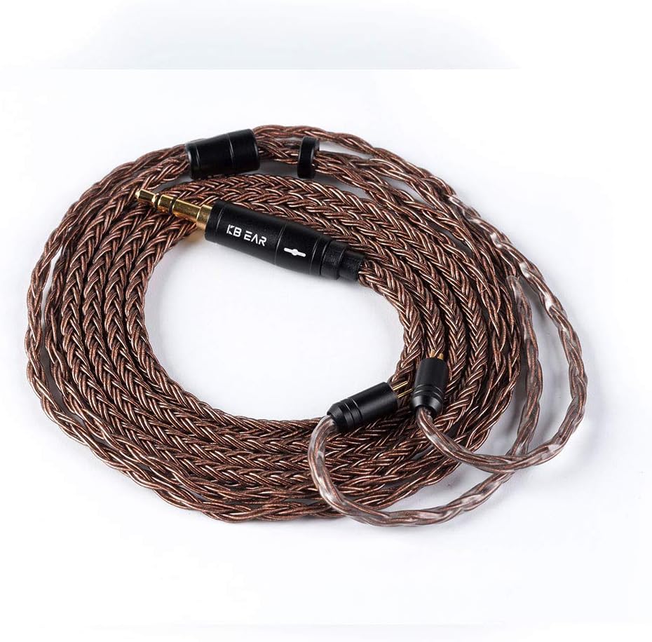 KINBOOFI KBEAR 16 Core Upgrade 2 Pin Earphone Cable,HiFi in Ear Monitor Replacement TRS Cable Pure Copper Extension Cable with 0.78mm 2 Pin for AS10 ZS10 ZST ZS6 C10 TRN V80 X6 (2PIN 3.5mm, Brown)