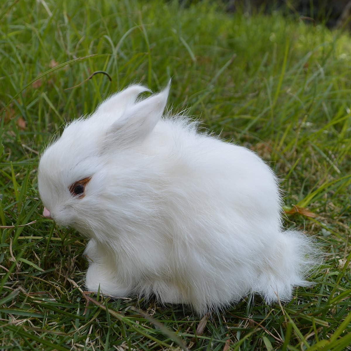 Easter Bunny Plush Figurines - 2 Piece Realistic Rabbit Stuffy for Easter Decor, Spring Basket Fillers, Home Decoration, Photoshoot Props, (White) - Image 6