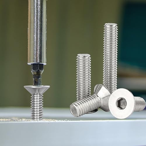SUNXULIMI Tornillos avellanados de cabeza plana M8 x 0.787 in, acero inoxidable 304, acabado brillante, totalmente roscado, accionamiento hexagonal