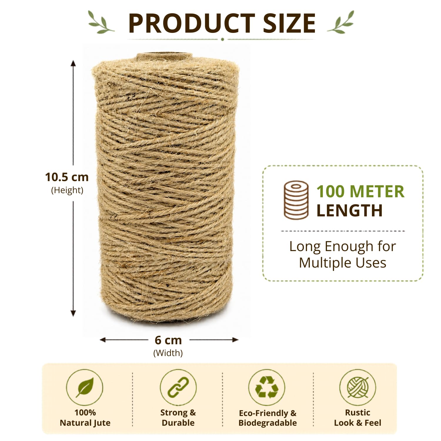 Natural Jute Twine - 300M for Crafts & Gardening -2 Natural Jute Twine - 300M for Crafts & Gardening -2