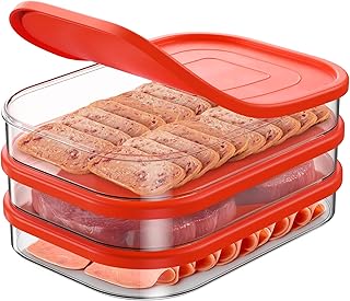 Rounded Food Storage Box with Lid Set of 3, Ideal for Deli Meat,Cold Cuts, Bacon Lunch, Cheese, and More, Stackable Design, Soft Silicone Lid Freshness, BPA-Free, 17oz/500ml Fridge Container