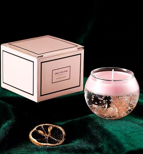 Vela aromática de gel de cera de soja perfumada con flores secas, hecha a mano para curación del amor para mujeres, viajes de felicidad para