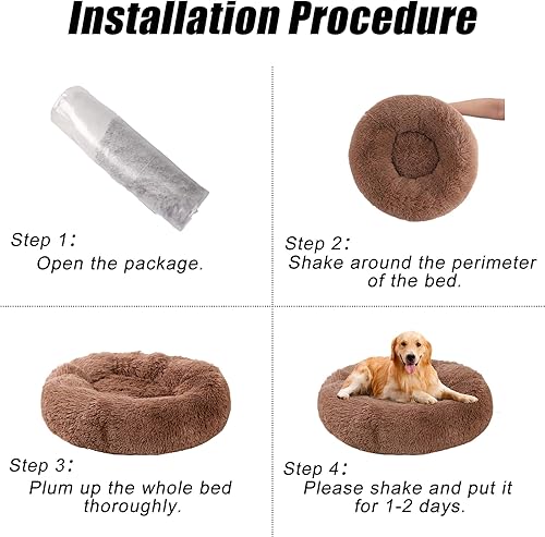 Miniatura 7 de Cama pequeña para perros, camas para gatos de interior, cama calmante antiansiedad en forma de dona para cachorros y gatitos, cama redonda lavable y