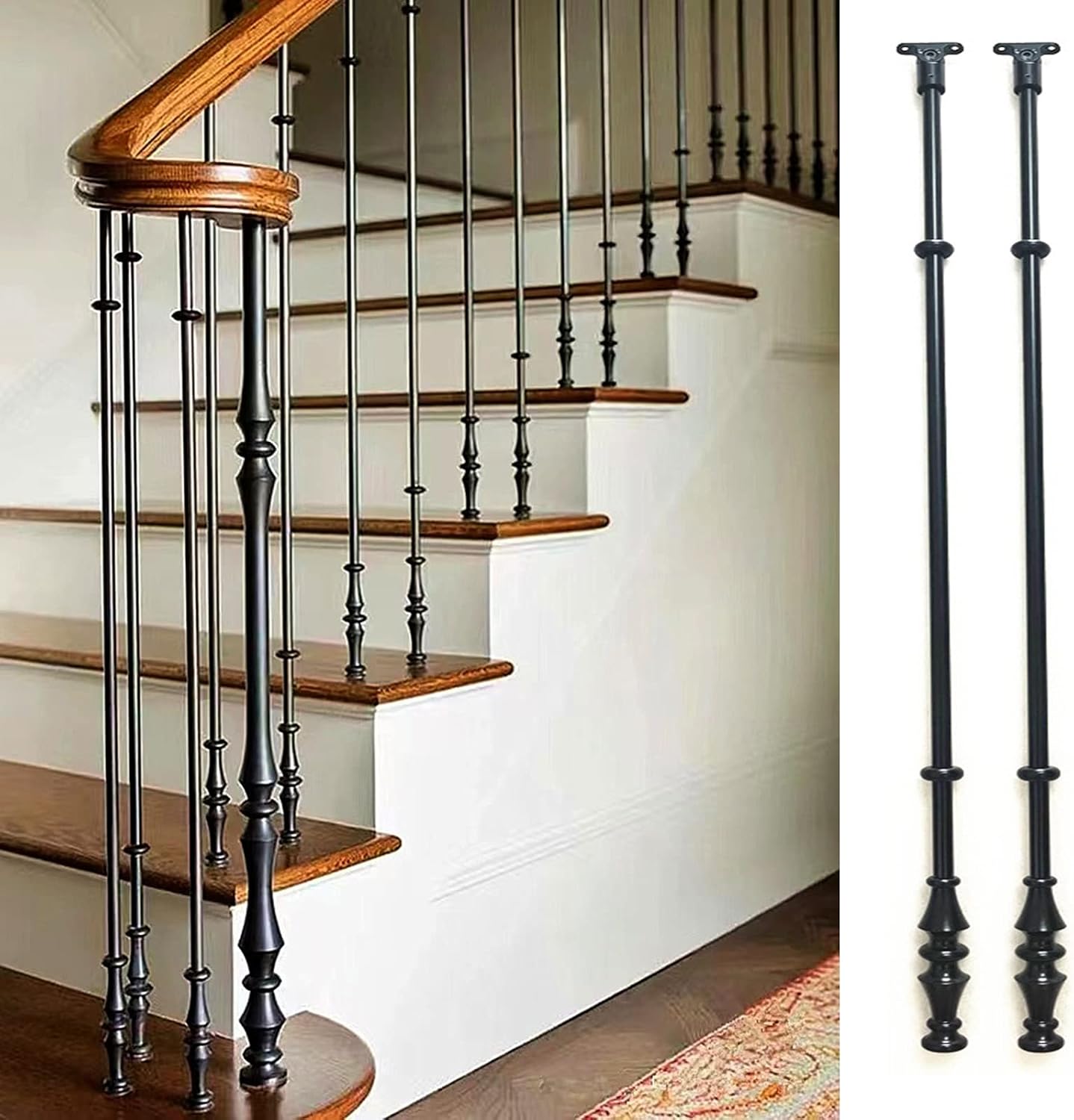 Baluster Railing Post Stairway Banister Railing Post, Decorative Metal Round Balusters for ...