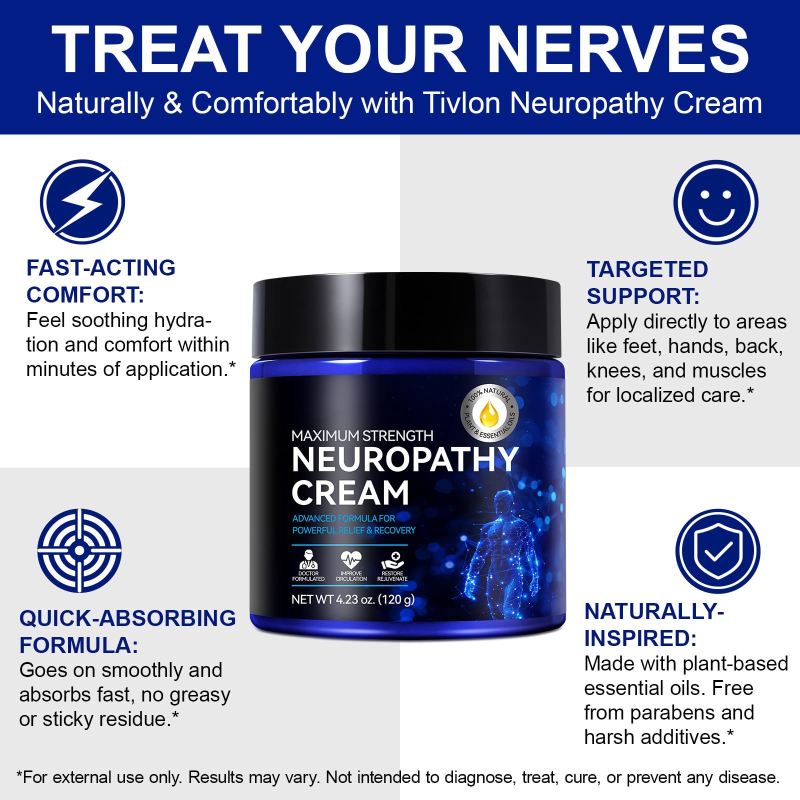 Neuropathie Relief Creme Extra Stärke Für Füße, Beine, Hände,Zehen Mit Natürlicher Kurkuma, 2 X 120G Ingwer - Muskel- Und Gelenkbeschwerden,Natürliche Muskelmassagecreme, Beruhigende Kribbeln