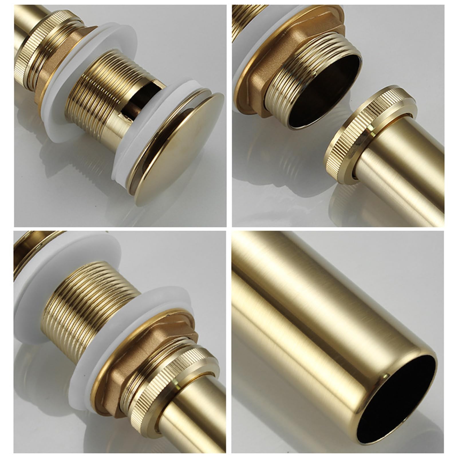 Piletta Lavabo Bagno Con Saltarello Piletta Lavabo Bagno Pop Up Piletta Lavandino Rame Pressare Tutto Scarico In Rame,Oro Spazzolato,Ci Sono Dei Buchi