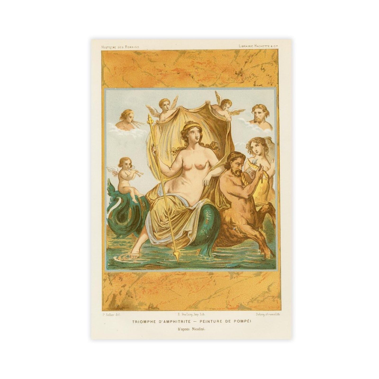 RTEYCE Triomphe D’Amphitrite–Peinture De Pompéi Canvas Poster for Dorm Room Decor Gift