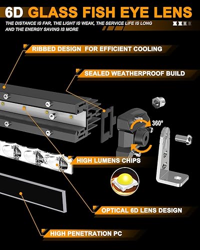 Miniatura 5 de Barra de luz Led de 8 pulgadas y luz de conducción de fila única de 30 W LEDs CREE 6D lámpara de luz de carretera para Jeep, cabina, barco, SUV,