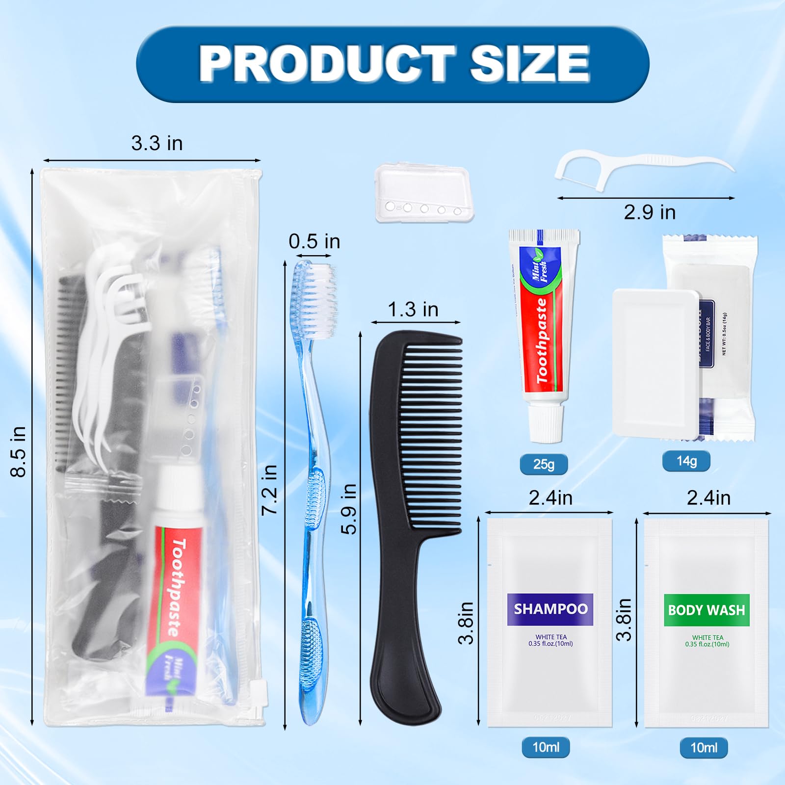 Lot de 50 kits d'hygiène en vrac pour sans-abri, trousse de toilette de base, fournitures de toilette jetables en vrac, brosses à dents jetables avec dentifrice et peigne emballés