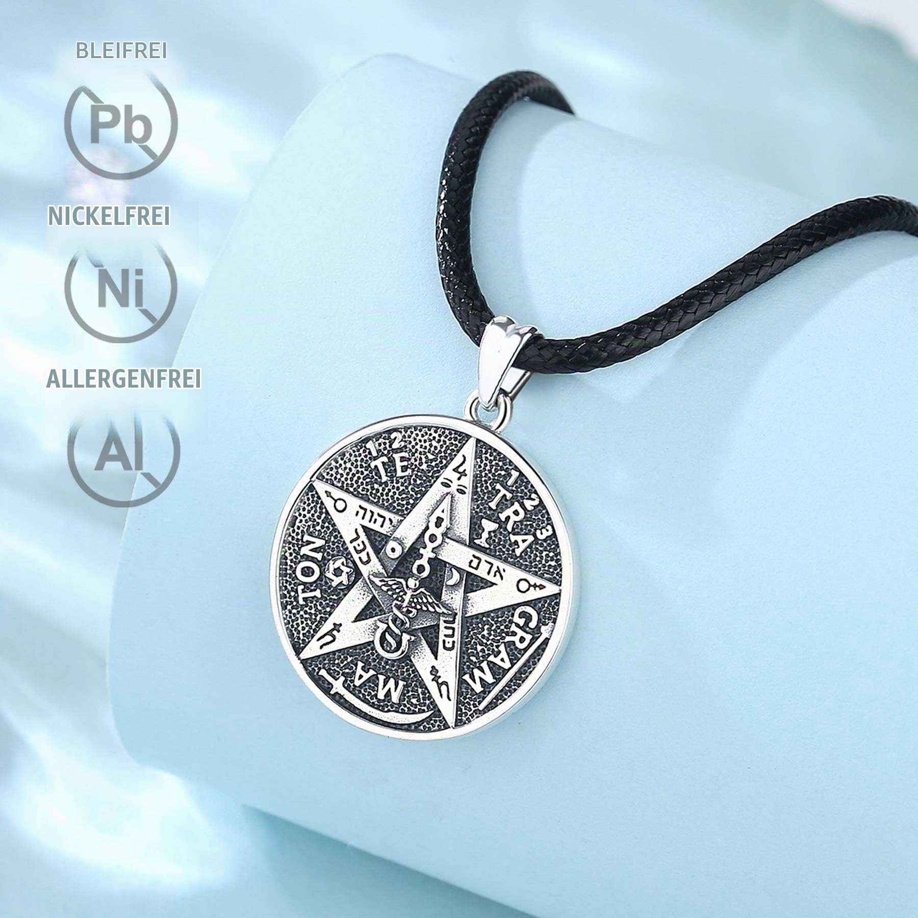 Witcher Pentagramm Kette Ring für Damen Herren Sterling Silber 925, Tetragrammaton Runen Halskette Amulett Vintage Anhänger Energie Schmuck Geschenk für Frauen Herren