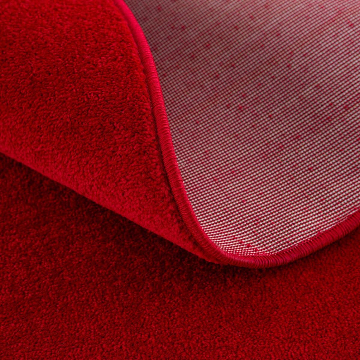 Tapis Rond Ø 120 Cm, Salle De Réception, Teinte Rouge, Motif Uni, Silhouette Circulaire Élégante, Tissé en Turquie, Poils Ras, 7534