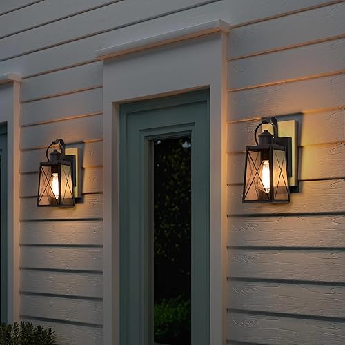 Miniatura 2 de Outdoor Wall Lights 2 Pack, Exterior Wall Sconces Light Fixture with Seeded Glass, Waterproof and Anti-Rust Lanterns for Front Door, Entry, Porch,