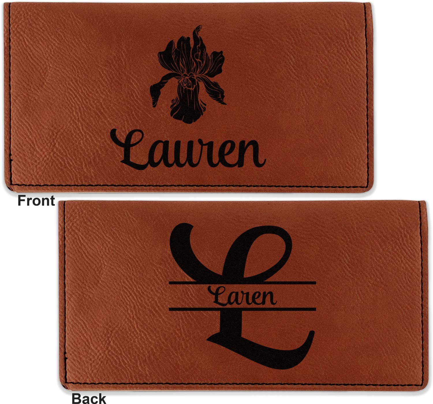 RNK Shops Personalized Orchids Leatherette Checkbook Holder - Double Sided