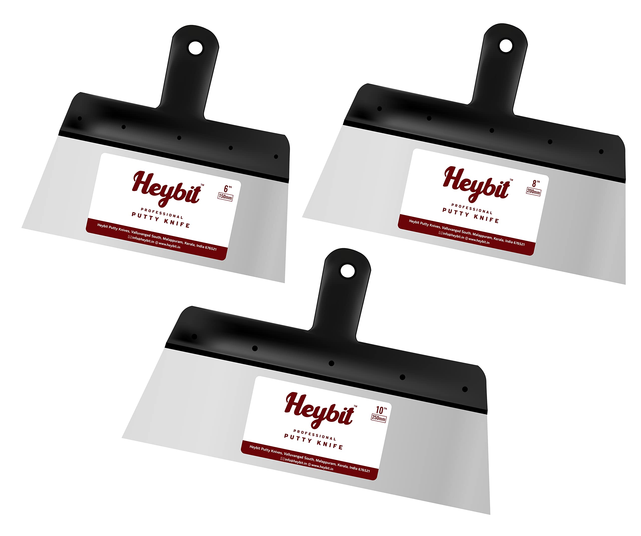 Heybit 6,8 and 10 inches Putty Knives Steel Blades Putty Filler Plaster Drywall Decorate Flexible Tapping Putty Cleaning Filling Knife | Pack of 3 (B0CR8Y9CV8) Amazon Price History, Amazon Price Tracker