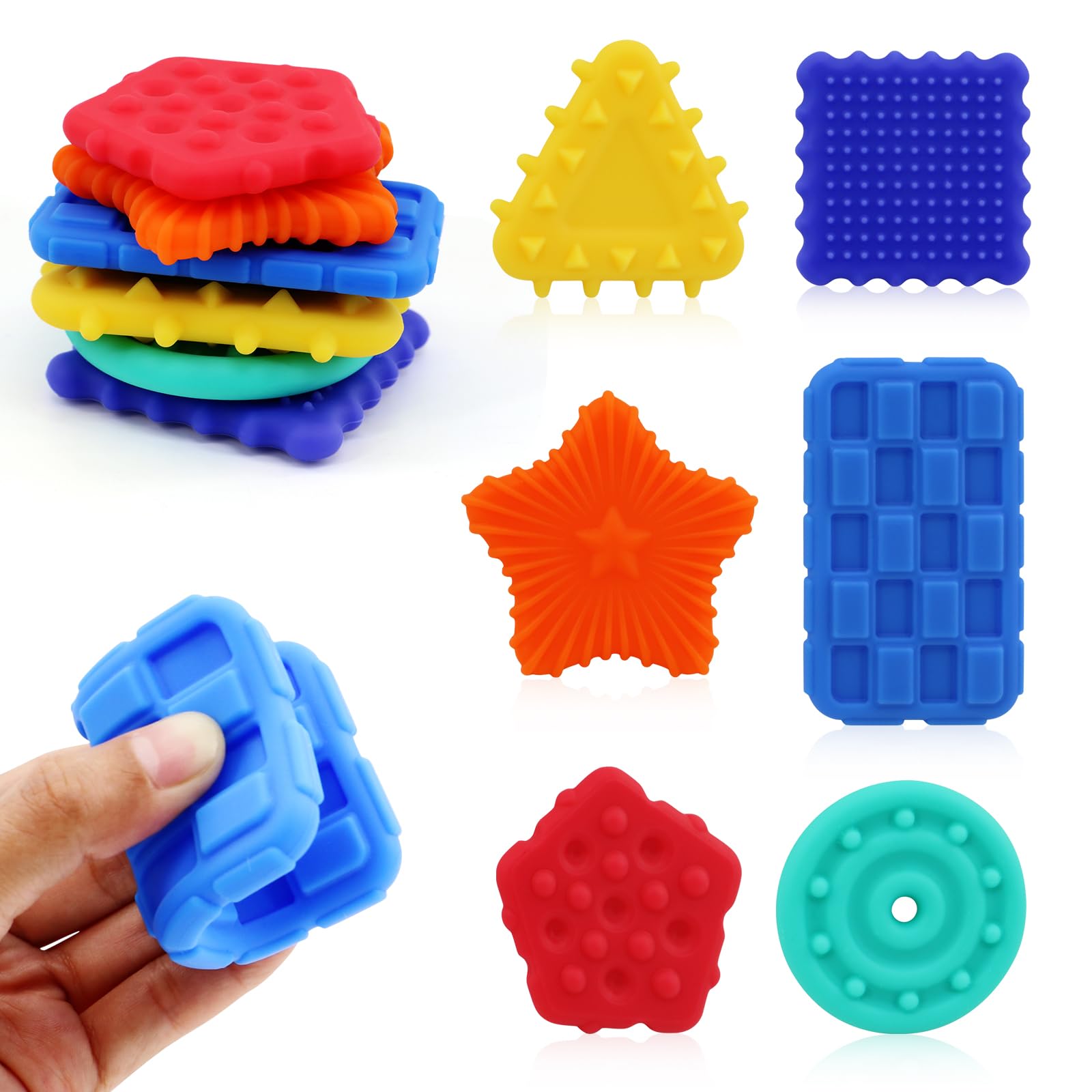 Sensory Fidget Toys, 6 Pack Squishy Fidget Toys for Autism-Bright Colors & Textured Shapes, Sensory Stretchy Toy for Kids, Small Special Needs Toys for Toddler Girls Boys Adults