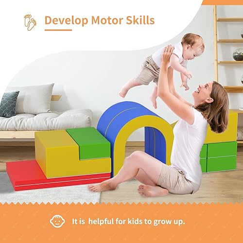 Miniatura 2 de Juguetes de escalada para niños pequeños de 1 a 3 10 piezas de equipo colorido suave para gatear y deslizar bloques de escalada ligeros de espuma