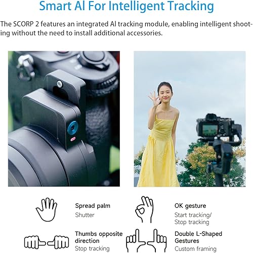Miniatura 2 de FeiyuTech SCORP 2 estabilizador cardán para cámara réflex digital y sin espejo, sensor de seguimiento Al integrado, estabilizador de cámara de 3