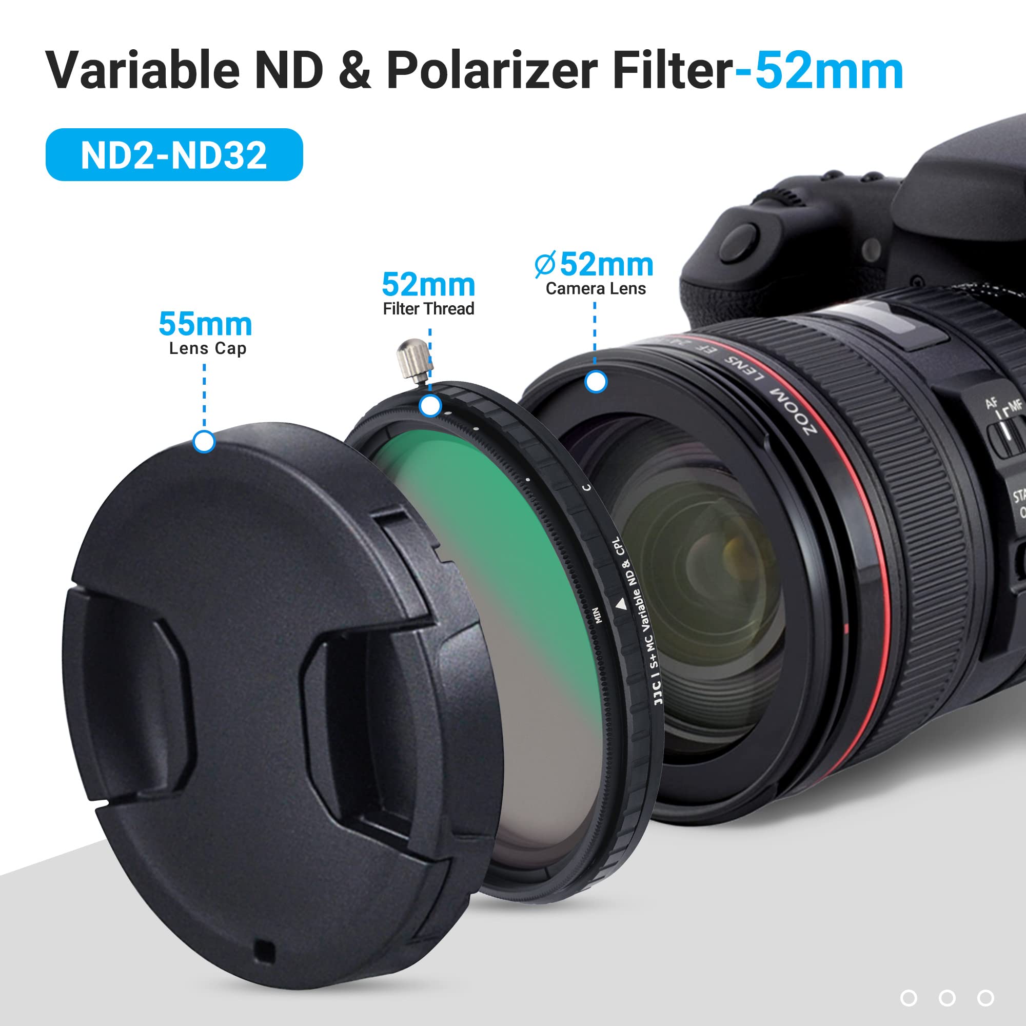 JJC Filtro ND 2 en 2 de 52 mm y filtro polarizador circular CPL