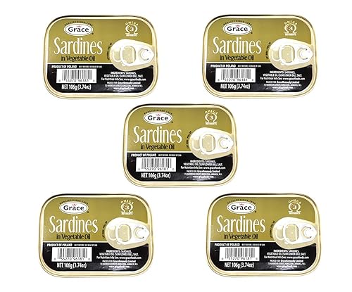 Grace Sardinas en aceite vegetal (paquete de 5, total de 18.70 oz)