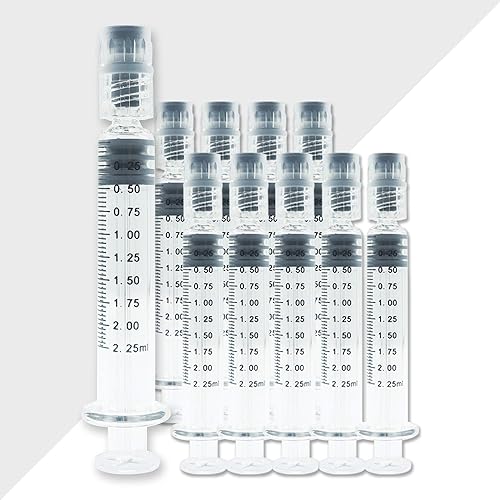 Bitomic Jeringa de vidrio de borosilicato de 01fl oz con émbolo de plástico Paquete de 100 Jeringa de bloqueo Luer antifugas sin aguja Jeringa de