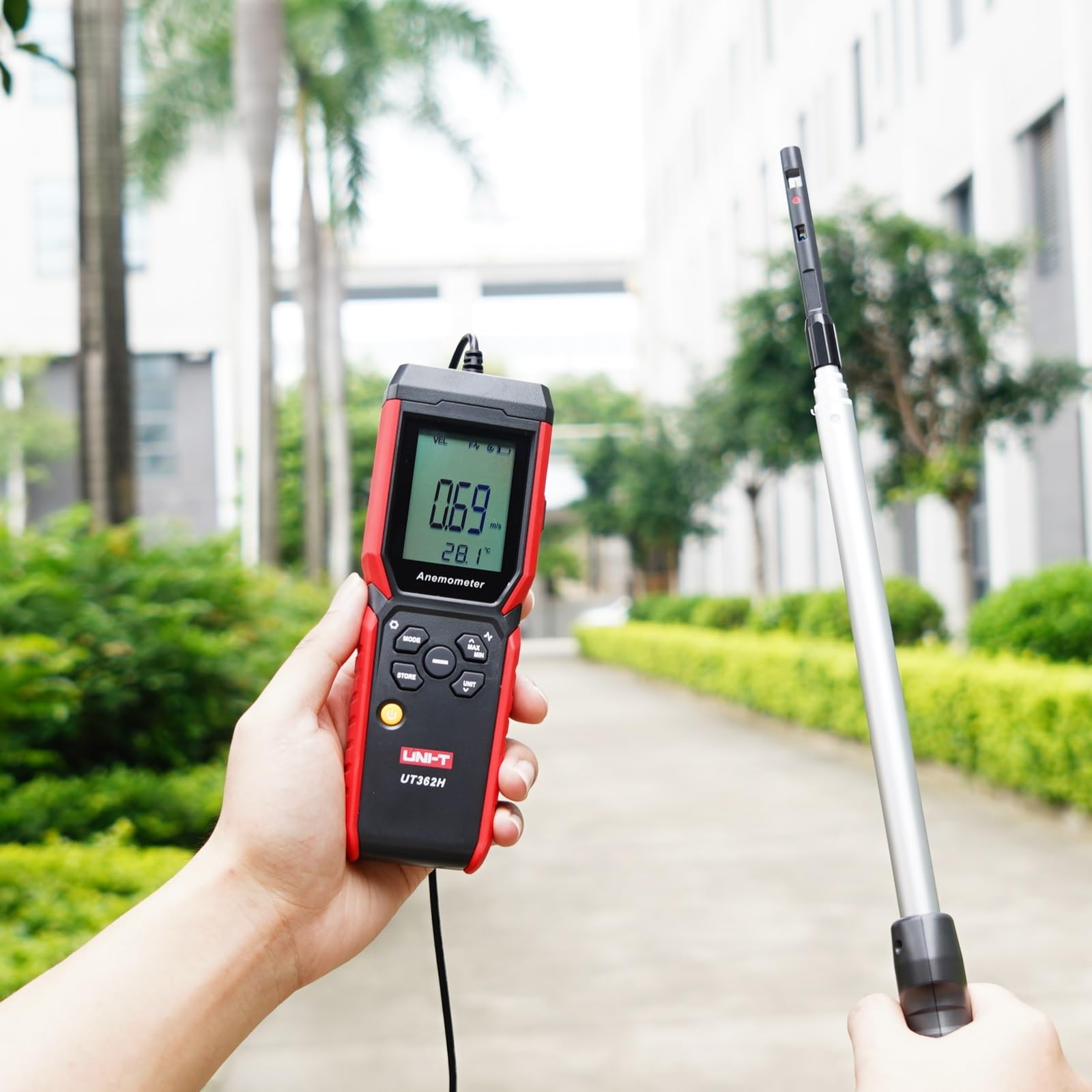 UNI-T UT362H - Anemómetro de cable caliente digital de alta sensibilidad, medición de anemometro, para conductos de ventilación, medición de flujo de aire