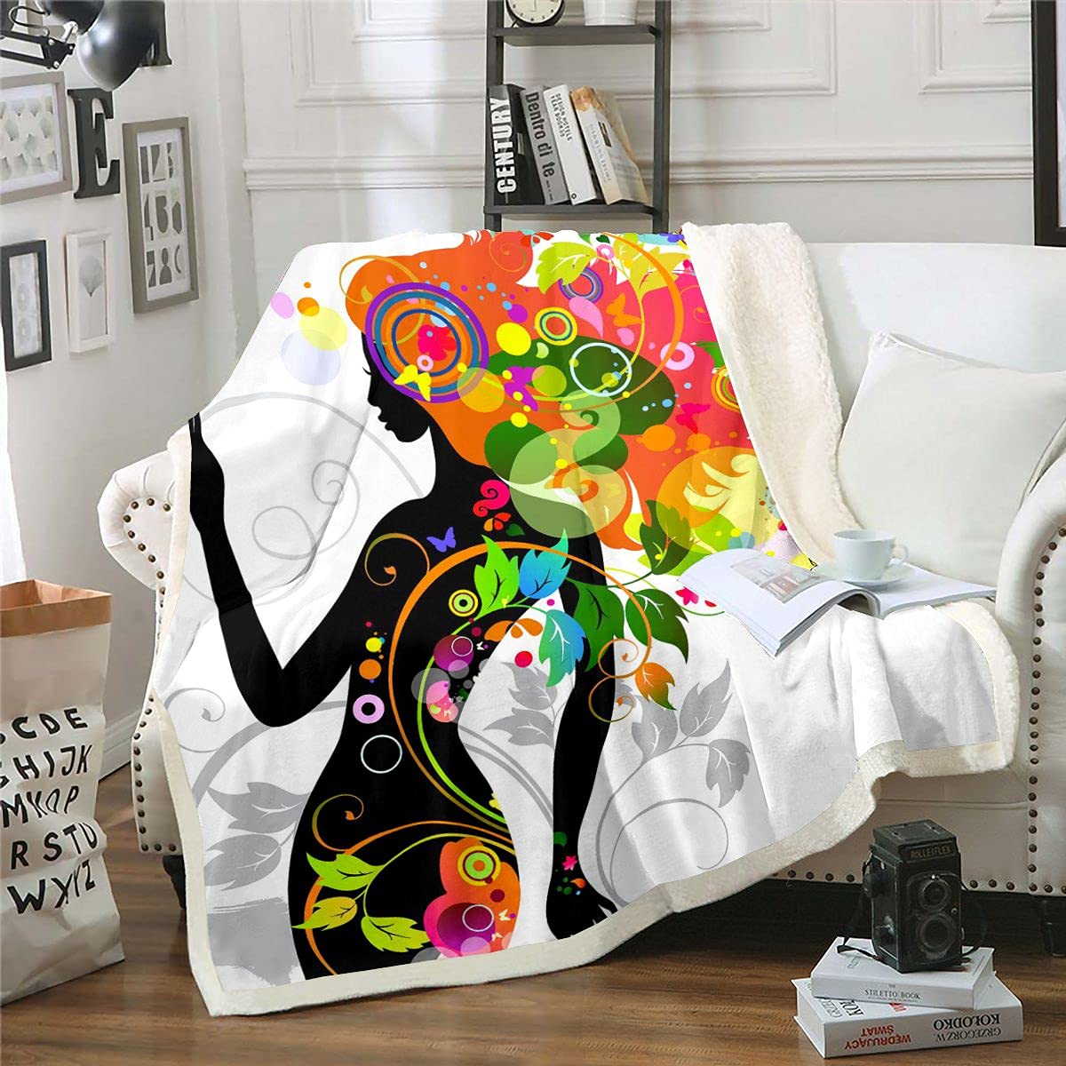 Coperta in pile con farfalle, alla moda, in pile, ragazze, ragazze, ragazze, ragazze, farfalle, fogliame ornamentale, king