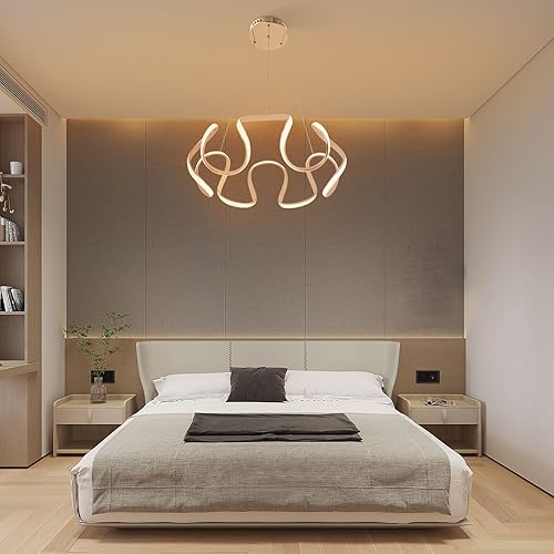 Miniatura 3 de DYNAMI Candelabro LED moderno, elegante lámpara colgante LED irregular, 3 colores de luz, lámpara contemporánea de atenuación continua, altura