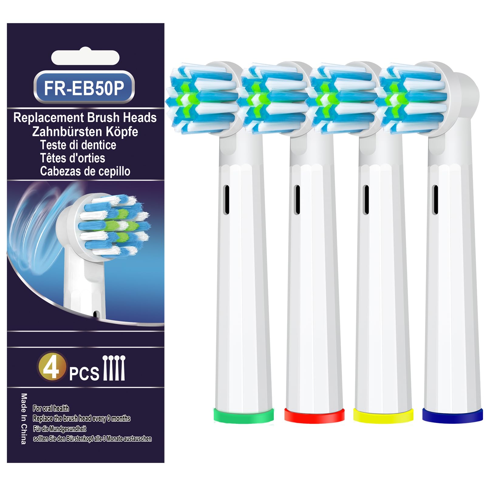 Testine di Ricambio OralB Pro Cross Clean Action Compatibili con Spazzolino Elettrico Orale B, Testine Per Spazzolino di Ricambio Per Pulizia Straordinaria, Di Kisstta (4 Bianco)