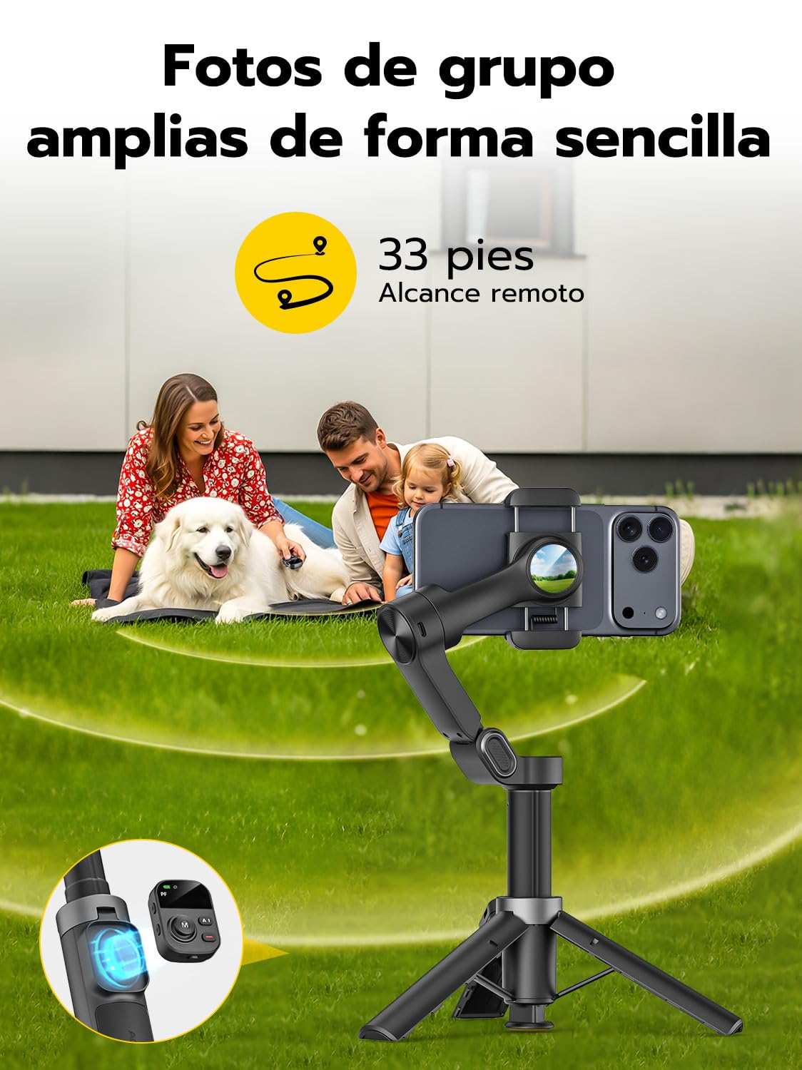 AOCHUAN Estabilizador de cardán para iPhone con reconocimiento Facia, estabilizador para Smartphone con Apertura de trípode con un Solo Clic, Control Remoto y Varilla de extensión de 50 cm, Smart X3