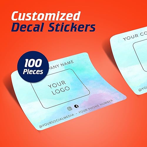 Vista 51 de DayStar Custom Signs & Design, Paquete de 60 calcomanías rectangulares personalizadas de vinilo personalizadas para logotipo de pequeñas empresas