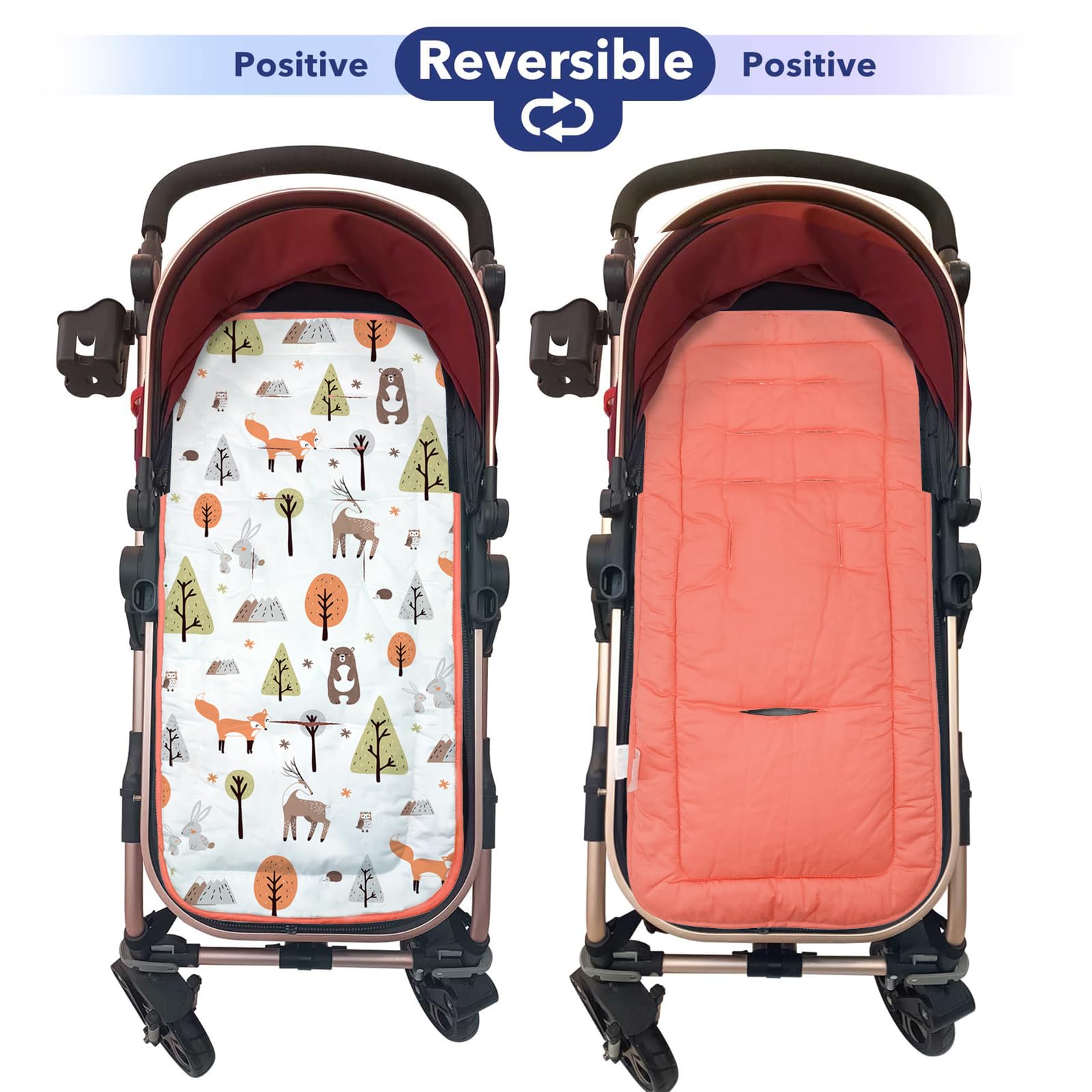 seat Liner for Pushchair Pushchair seat Liner, Universal pram Baby Pushchair Seat Liner 34 * 78cm, Fox - Image 2