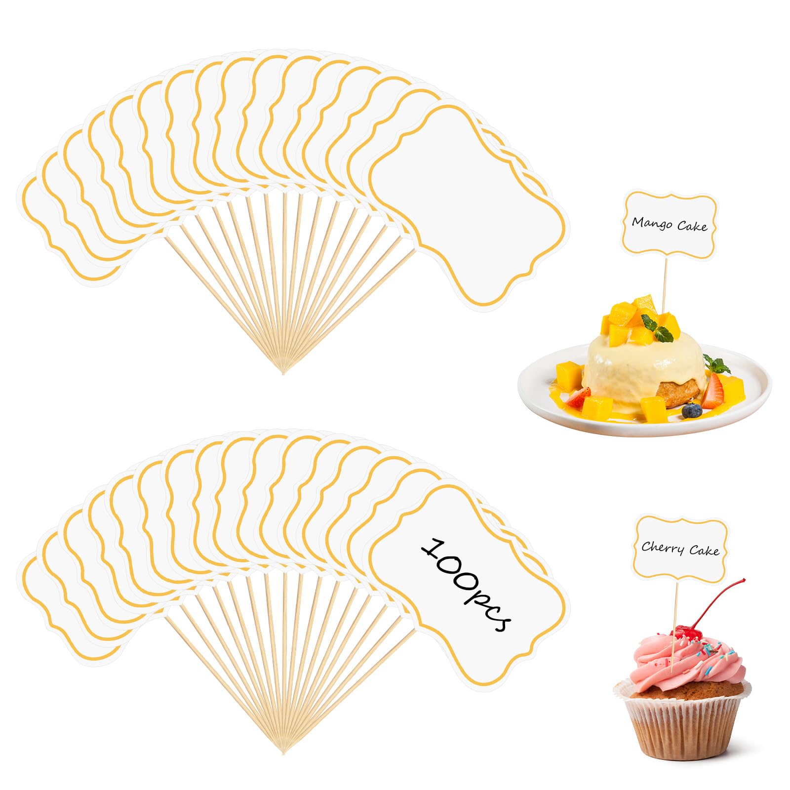 100 Pcs Food Labels for Buffet Party Food Flags for Buffets to Write on Charcuterie Table Labels for Cupcake Toppers Party Decorations