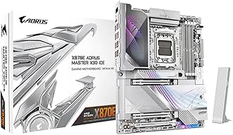 GIGABYTE X870E AORUS Master X3D ICE AMD AM5 LGA 1718 ATX Motherboard, Supports AMD Ryzen 9000/8000/7000 Series Processors, DDR5, 18+2+2 Power Phase, 5X M.2, PCIe 5.0, WIFI7, 10GbE, 5-Year Warranty