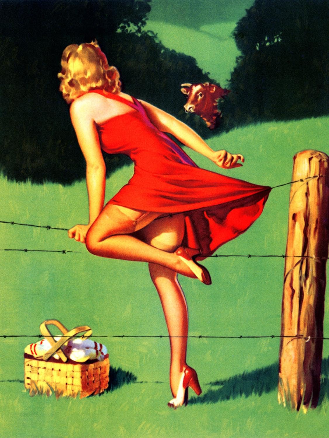 Amazon.com: ART.COM Wall Art Print On De-Fence Pin-Up 1940S by Gil