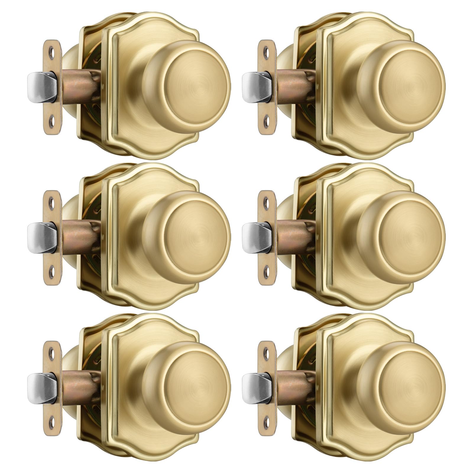 Gold Camelot Door Knobs - 6 Pack -1 Gold Camelot Door Knobs - 6 Pack -1