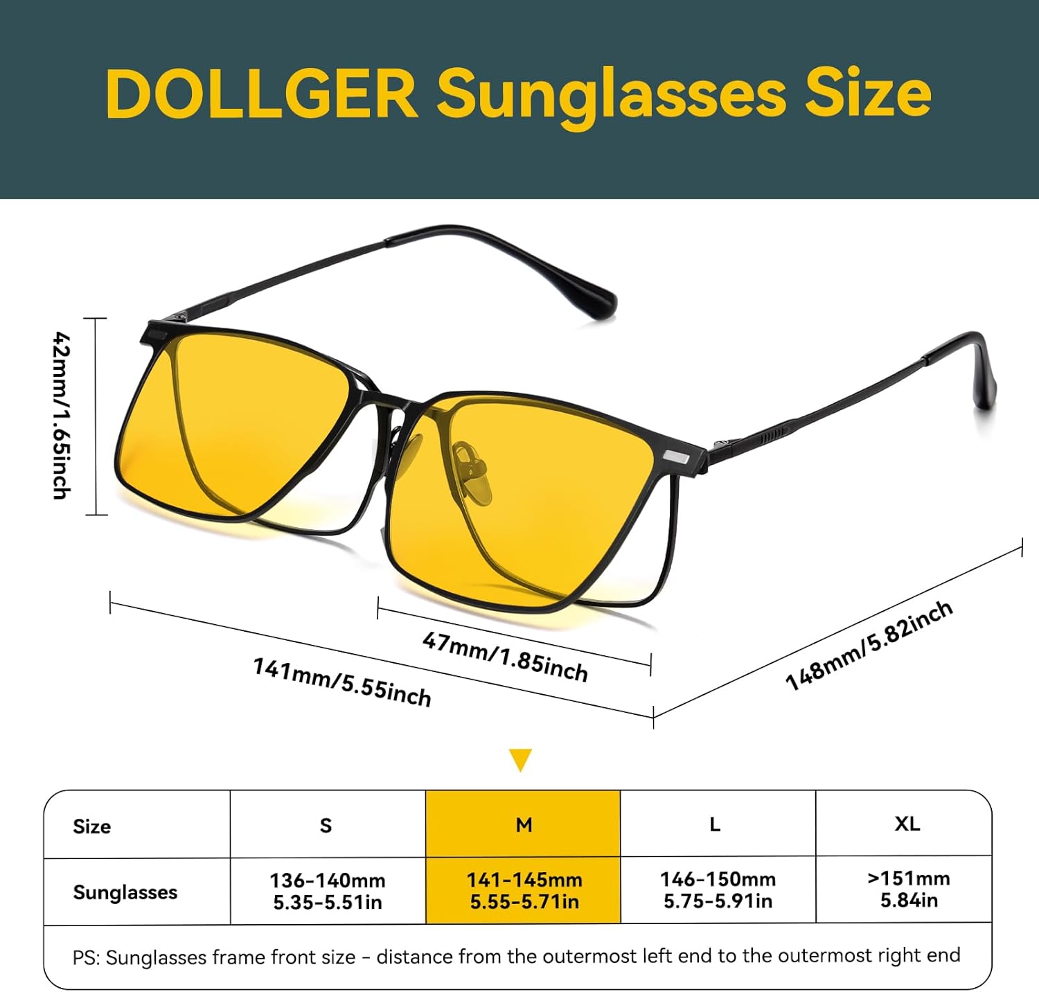 Dollger Magnetic Clip On Polarized Sunglasses for Eyeglasses Men Retro Square Metal Frame Driving Glasses 2 Packs - Image 4