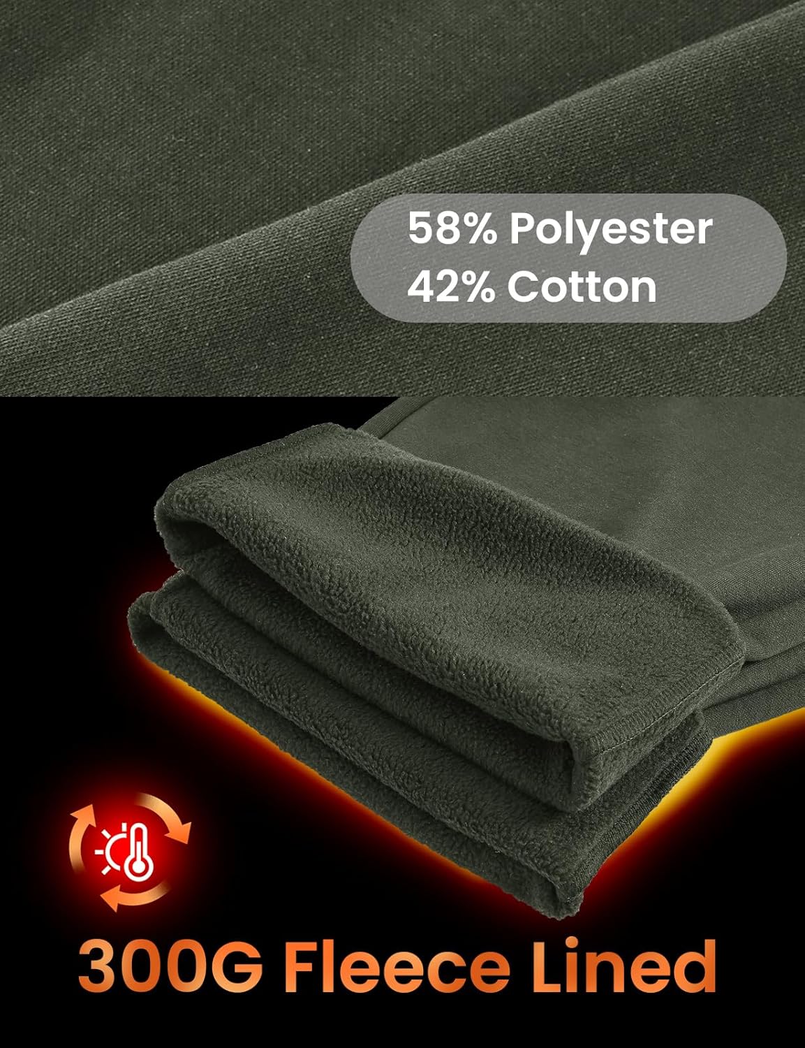 TBMPOY Men's Fleece Lined Sweatpants Winter Straight Leg Open Bottom Warm Cargo Pockets Cotton Running Lounge - Image 4