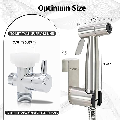 Miniatura 7 de Pulverizador de bidé de inodoro de mano, presión de agua ajustable, con manguera, kit de lavado femenino y para mascotas, accesorio de higiene de