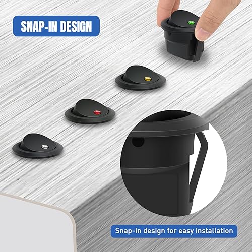 Vista 23 de Nilight 5 interruptores basculantes redondos impermeables con soporte de interruptores de arnés de cableado de 12 V 24 V LED azul iluminado