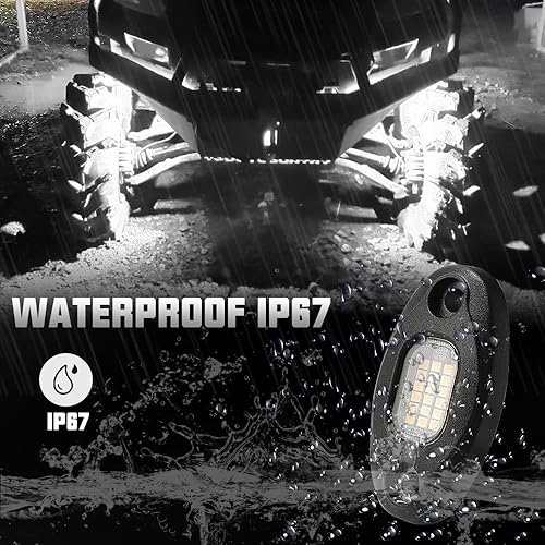 Miniatura 7 de SUNPIE 6 vainas de aluminio de metal blanco luces de roca blanca 24 6000K luz blanca pura para coche con cables de extensión, IP67 impermeable para
