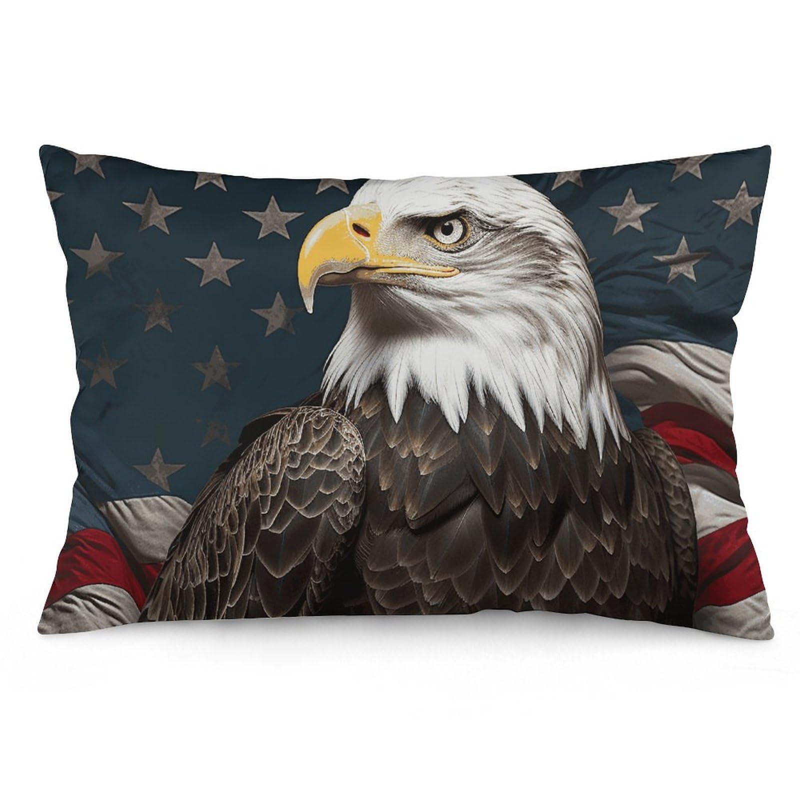 2 Pack Pillow Cases for Hair and Skin, Soft Breathable Pillow Case Covers with Hidden Zipper, American Bald Eagle Sitting on Flag Ribbon Pillowcase 12 "x20 Pillow Covers for Sleeping Gift