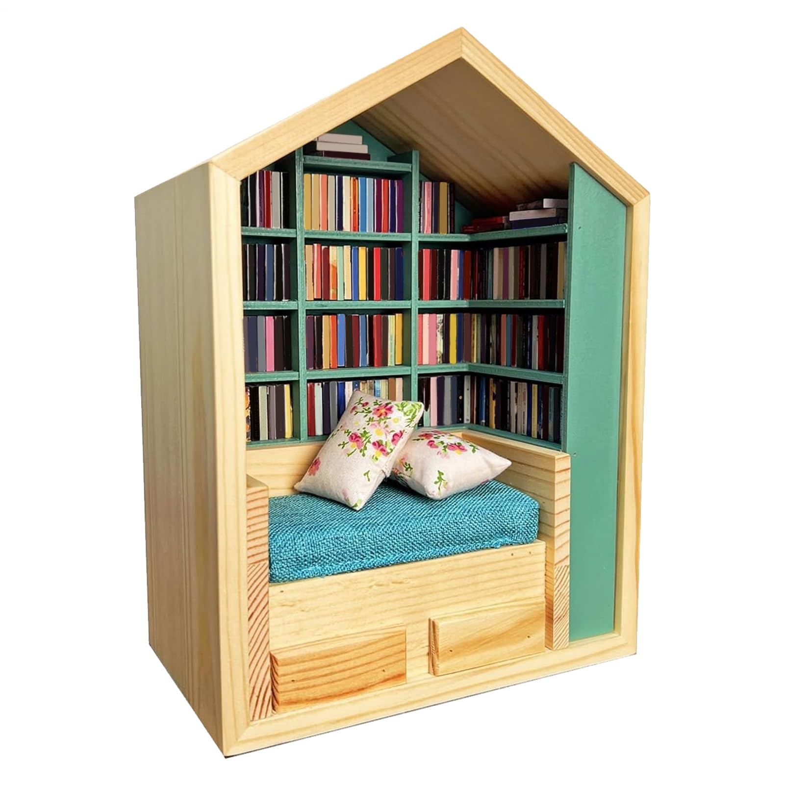 Estantería pequeña con mini libros, el regalo ideal para amantes de la lectura